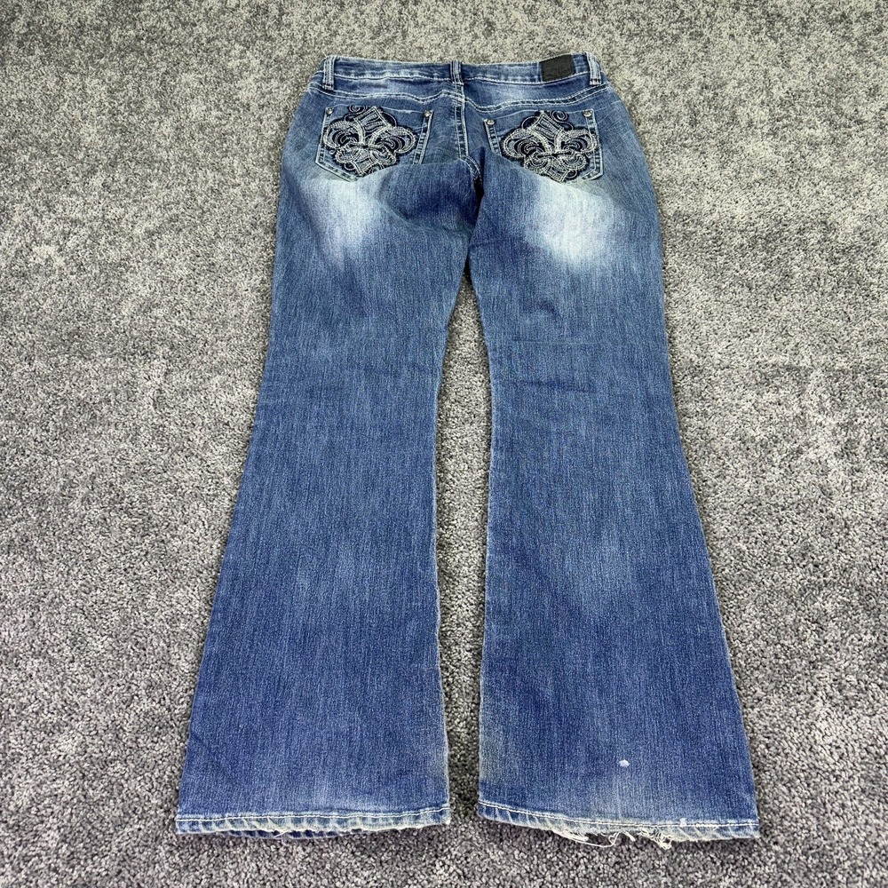 Love X Nation Jeans Womens 12 Blue Bootcut Embroidered Denim Medium Wash Casual - Picture 2 of 8